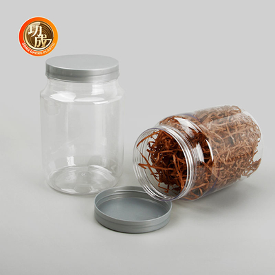 Barattolo di biscotto di plastica dell'animale domestico della bottiglia 500ml 2000ml dell'inceppamento del commestibile chiaro