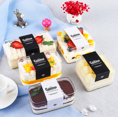 Contenitore di imballaggio di plastica del bigné del dessert di tiramisù dell'ANIMALE DOMESTICO con il coperchio