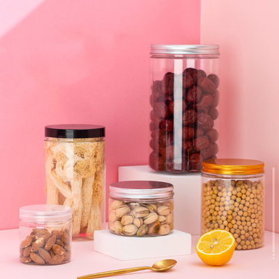 barattoli di plastica per alimenti di 500 ml di larghezza e trasparenza vuoti con coperchio a vite