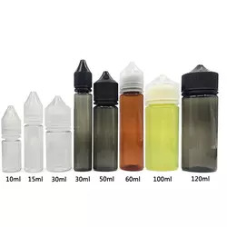 bottiglia liquida di plastica vuota del contagoccia V3 del nero dell'animale domestico della bottiglia 120ml di 60ml 15ml 30ml 10ml E