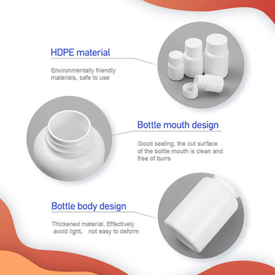 Bottiglia di plastica su ordinazione della medicina dell'HDPE del coperchio a vite della bottiglia di pillola del commestibile