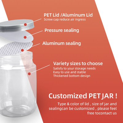 Barattolo di biscotto di plastica dell'animale domestico della bottiglia 500ml 2000ml dell'inceppamento del commestibile chiaro