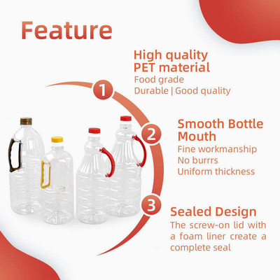 Il condimento di plastica dell'olio di arachide imbottiglia la bottiglia di plastica trasparente della salsa di soia dell'ANIMALE DOMESTICO