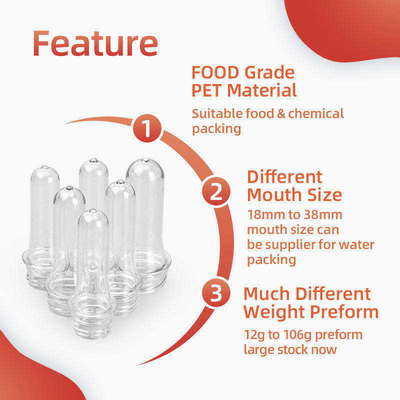 Semilavorato di plastica trasparente dell'ANIMALE DOMESTICO del semilavorato 20mm 22mm 24mm 28mm della bottiglia