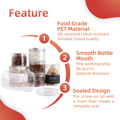 PET 100 Calibro Candy Cookie Jar Larghe Bocca Chiara Cookie Cucina Food Jar